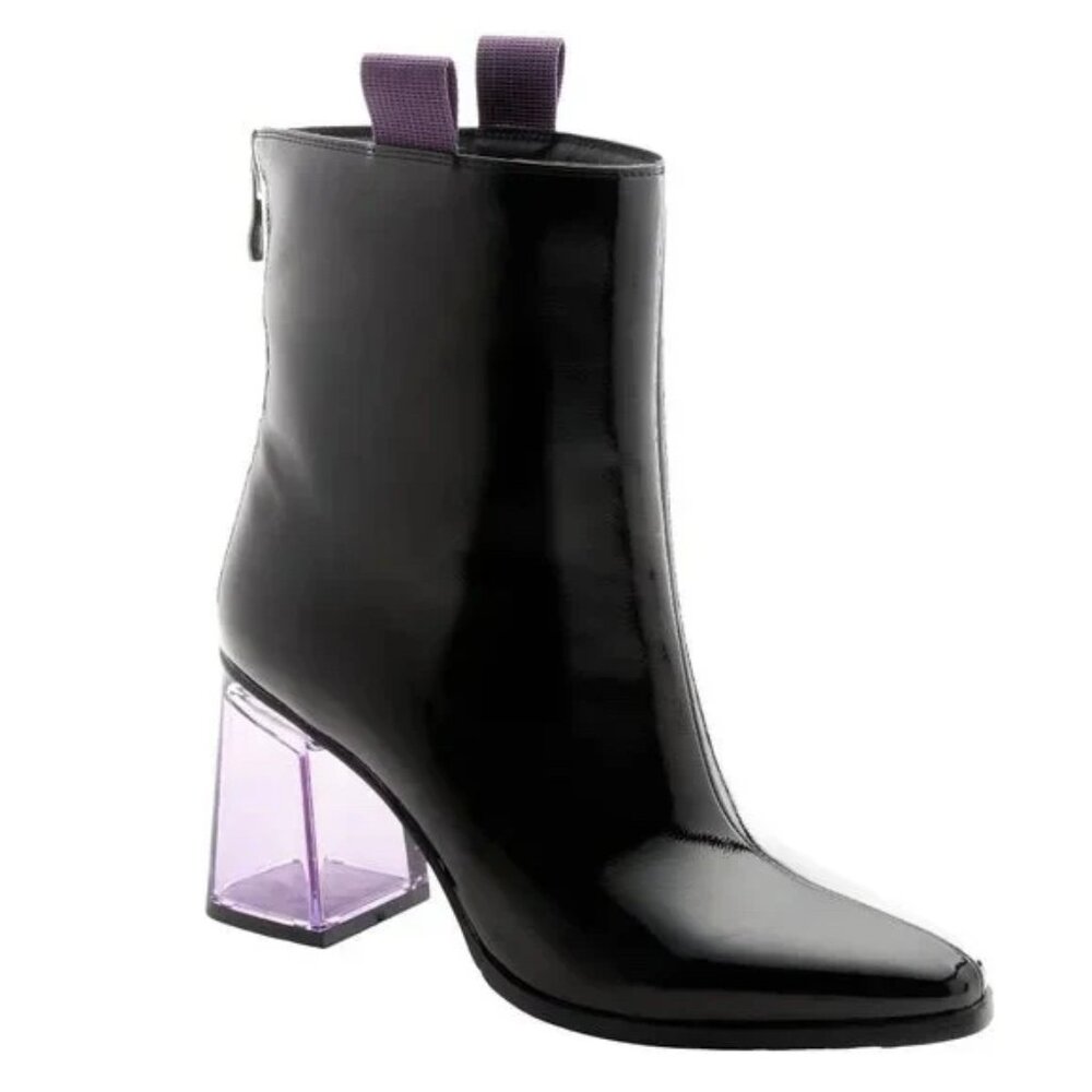 Azura Italian HIPHOP-BP Patent Bootie | Clear Block Heel | EU 40 / US 9